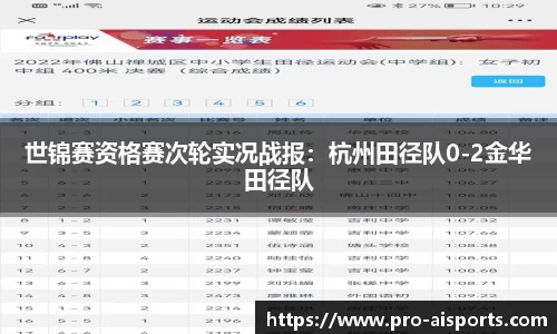 世锦赛资格赛次轮实况战报：杭州田径队0-2金华田径队